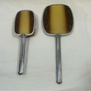 Mid-Century Art Deco Hand Mirror And Brush Vanity Set